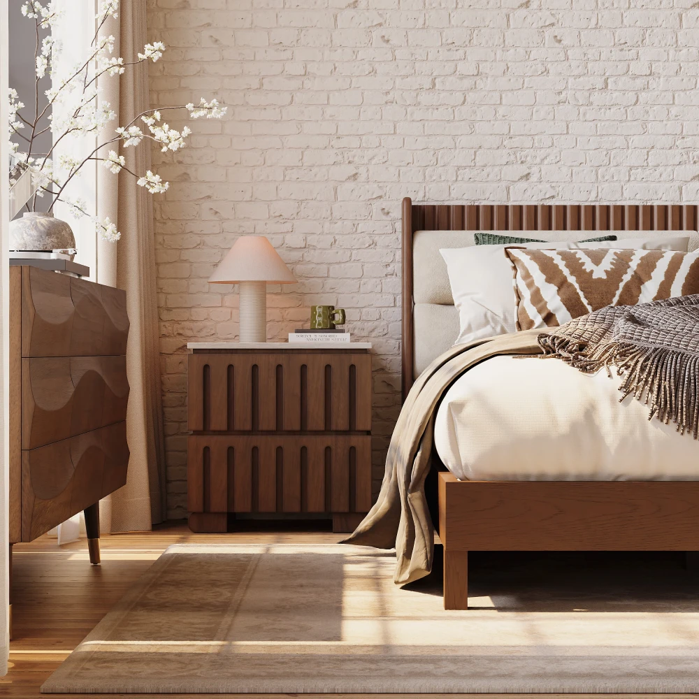 COCOON – Walnut Brown Polished Modern Bedroom Set - Image 6