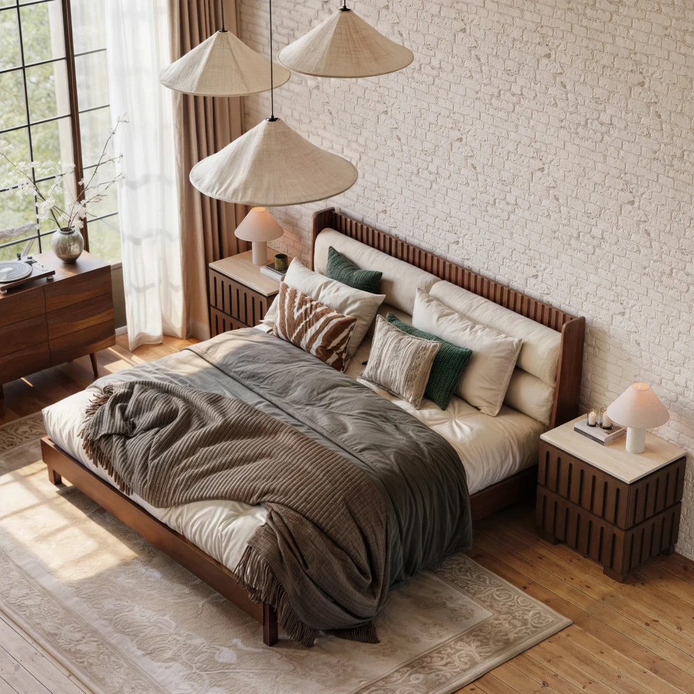COCOON – Walnut Brown Polished Modern Bedroom Set - Image 7